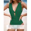 CUPSHE Women’s One Piece Swimsuit Halter Plunging Neck Bathing Suit Wide Straps Underwire Ruched Back Hook(Ocean Green)