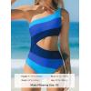 CUPSHE Women’s One Piece Swimsuit One Shoulder Bathing Suit Cutout Color Block Swimwear(Blue Color Block)
