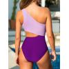 CUPSHE Women’s One Piece Swimsuit One Shoulder Bathing Suit Cutout Color Block Swimwear(Lilac/Purple)