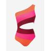 CUPSHE Women’s One Piece Swimsuit One Shoulder Bathing Suit Cutout Color Block Swimwear(Pink/ Wine Red)