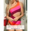 CUPSHE Women’s One Piece Swimsuit One Shoulder Bathing Suit Cutout Color Block Swimwear(Pink/ Wine Red)
