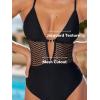 CUPSHE Women’s One Piece Swimsuit Plunging Neck Cutouts Bathing Suit Textured Crisscross Back Self Tie Swimwear(Black)