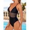 CUPSHE Women’s One Piece Swimsuit Plunging Neck Cutouts Bathing Suit Textured Crisscross Back Self Tie Swimwear(Black)