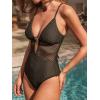 CUPSHE Women’s One Piece Swimsuit Plunging Neck Cutouts Bathing Suit Textured Crisscross Back Self Tie Swimwear(Brown)