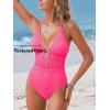 CUPSHE Women’s One Piece Swimsuit Plunging Neck Cutouts Bathing Suit Textured Ruched Crisscross Back Self Tie Swimwear(Bright Pink)