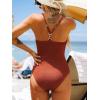 CUPSHE Women’s One Piece Swimsuit Plunging V Neck Bathing Suit Adjustable Straps Textured Fabric(Brick Red)