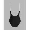 CUPSHE Women’s One Piece Swimsuit Plunging V Neck Keyhole Bathing Suit Cutout Adjustable Straps Spaghetti Color Block(Black/White)