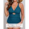CUPSHE Women’s One Piece Swimsuit Plus Size V Neck Bathing Suit Front Wrap Crisscross Back Tie Ruched Cutout Swimwear(Deep Teal)