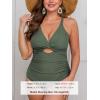 CUPSHE Women’s One Piece Swimsuit Plus Size V Neck Bathing Suit Front Wrap Crisscross Back Tie Ruched Cutout Swimwear(Eucalyptus Green)