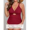 CUPSHE Women’s One Piece Swimsuit Plus Size V Neck Bathing Suit Front Wrap Crisscross Back Tie Ruched Cutout Swimwear(Red)