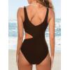 CUPSHE Women’s One Piece Swimsuit Scoop Neck Color Block Bathing Suit Wide Straps Side Cutout(Brown/Beige)