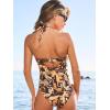 CUPSHE Women’s One Piece Swimsuit Sexy Bathing Suit Cut Out Halter Tie High Neck Back Hook Swimwear(Animal Leopard)