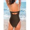 CUPSHE Women’s One Piece Swimsuit Sexy Cutout Color Block Bathing Suit Golden O Ring Linked Swimwear Back Hook(Dark Brown/Khaki)