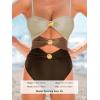 CUPSHE Women’s One Piece Swimsuit Sexy Cutout Color Block Bathing Suit Golden O Ring Linked Swimwear Back Hook(Dark Brown/Khaki)