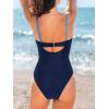 CUPSHE Women’s One Piece Swimsuit Sexy Cutout Color Block Bathing Suit Golden O Ring Linked Swimwear Back Hook(Navy Blue/Sky Blue)