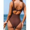 CUPSHE Women’s One Piece Swimsuit Square Neck Bathing Suit Wide Straps Back Hook Cutout Ruched Swimwear(Chocolate Brown)