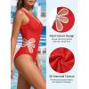 CUPSHE Women’s One Piece Swimsuit Square Neck Halter Self Tie Bathing Suit Cutouts Jacquard Swimwear Twisted(Red)