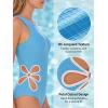 CUPSHE Women’s One Piece Swimsuit Square Neck Halter Self Tie Bathing Suit Cutouts Jacquard Swimwear Twisted(Sky Blue)
