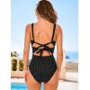 CUPSHE Women’s One Piece Swimsuit Square Neck Tummy Control Crisscross Self Tie Bathing Suit(Black/White)