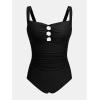 CUPSHE Women’s One Piece Swimsuit Sweetheart Neck Wide Adjustable Straps Ruched Front Keyhole Bathing Suit(Black)