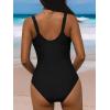 CUPSHE Women’s One Piece Swimsuit Sweetheart Neck Wide Adjustable Straps Ruched Front Keyhole Bathing Suit(Black)