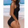 CUPSHE Women’s One Piece Swimsuit Sweetheart Neck Wide Adjustable Straps Ruched Front Keyhole Bathing Suit(Black)