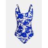 CUPSHE Women’s One Piece Swimsuit Sweetheart Neck Wide Adjustable Straps Ruched Front Keyhole Bathing Suit(Blue Floral)