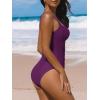 CUPSHE Women’s One Piece Swimsuit Sweetheart Neck Wide Adjustable Straps Ruched Front Keyhole Bathing Suit(Dark Purple)
