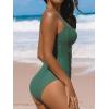 CUPSHE Women’s One Piece Swimsuit Sweetheart Neck Wide Adjustable Straps Ruched Front Keyhole Bathing Suit(Green)