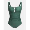 CUPSHE Women’s One Piece Swimsuit Sweetheart Neck Wide Adjustable Straps Ruched Front Keyhole Bathing Suit(Green)