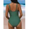 CUPSHE Women’s One Piece Swimsuit Sweetheart Neck Wide Adjustable Straps Ruched Front Keyhole Bathing Suit(Green)