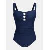 CUPSHE Women’s One Piece Swimsuit Sweetheart Neck Wide Adjustable Straps Ruched Front Keyhole Bathing Suit(Navy)
