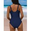 CUPSHE Women’s One Piece Swimsuit Sweetheart Neck Wide Adjustable Straps Ruched Front Keyhole Bathing Suit(Navy)
