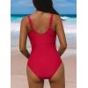 CUPSHE Women’s One Piece Swimsuit Sweetheart Neck Wide Adjustable Straps Ruched Front Keyhole Bathing Suit(True Red)