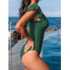 CUPSHE Women’s One Piece Swimsuit Tummy Control Bathing Suit V Neck Ruffled Wrap Ruched Cutout Back Hook (Available in Plus)(Emerald Green)