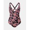 CUPSHE Women’s One Piece Swimsuit Tummy Control Deep V Neck Double Straps Crisscross Back Tie Bathing Suit(Black/Dusty Rose Pink)