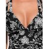 CUPSHE Women’s One Piece Swimsuit Tummy Control Deep V Neck Double Straps Crisscross Back Tie Bathing Suit(Black/Floral)