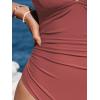 CUPSHE Women’s One Piece Swimsuit Tummy Control Deep V Neck Double Straps Crisscross Back Tie Bathing Suit(Brick Red)
