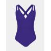 CUPSHE Women’s One Piece Swimsuit Tummy Control Deep V Neck Double Straps Crisscross Back Tie Bathing Suit(Cobalt Blue)