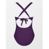 CUPSHE Women’s One Piece Swimsuit Tummy Control Deep V Neck Double Straps Crisscross Back Tie Bathing Suit(Dark Purple)