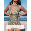 CUPSHE Women’s One Piece Swimsuit Tummy Control Deep V Neck Double Straps Crisscross Back Tie Bathing Suit(Moss Green/Tropical)