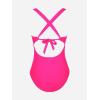 CUPSHE Women’s One Piece Swimsuit Tummy Control Deep V Neck Double Straps Crisscross Back Tie Bathing Suit(Neon Pink)