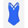 CUPSHE Women’s One Piece Swimsuit Tummy Control Deep V Neck Double Straps Crisscross Back Tie Bathing Suit(Royal Blue)