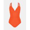 CUPSHE Women’s One Piece Swimsuit Tummy Control Deep V Neck Double Straps Crisscross Back Tie Bathing Suit(Rust Orange)