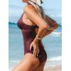 CUPSHE Women’s One Piece Swimsuit Tummy Control V Neck Bathing Suit Ruched Slimming Swimwear Shining Cutout Back Hook(Brown)
