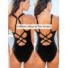CUPSHE Women’s One Piece Swimsuit Tummy Control V Neck Cutout Bathing Suit Crisscross Back Textured Cheeky Bottom(Black)
