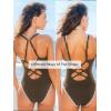 CUPSHE Women’s One Piece Swimsuit Tummy Control V Neck Cutout Bathing Suit Crisscross Back Textured Cheeky Bottom(Coffee Brown)