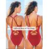 CUPSHE Women’s One Piece Swimsuit Tummy Control V Neck Cutout Bathing Suit Crisscross Back Textured Cheeky Bottom(Red)