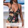 CUPSHE Women’s One Piece Swimsuit V Neck Bathing Suit Cutout Back Self Tie Double Straps(Black/Yellow Floral)