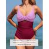 CUPSHE Women’s One Piece Swimsuit V Neck Twist Bathing Suit Adjustable Double Straps Cutout Crisscross Back Self Tie(Lavender/Burgundy Red)